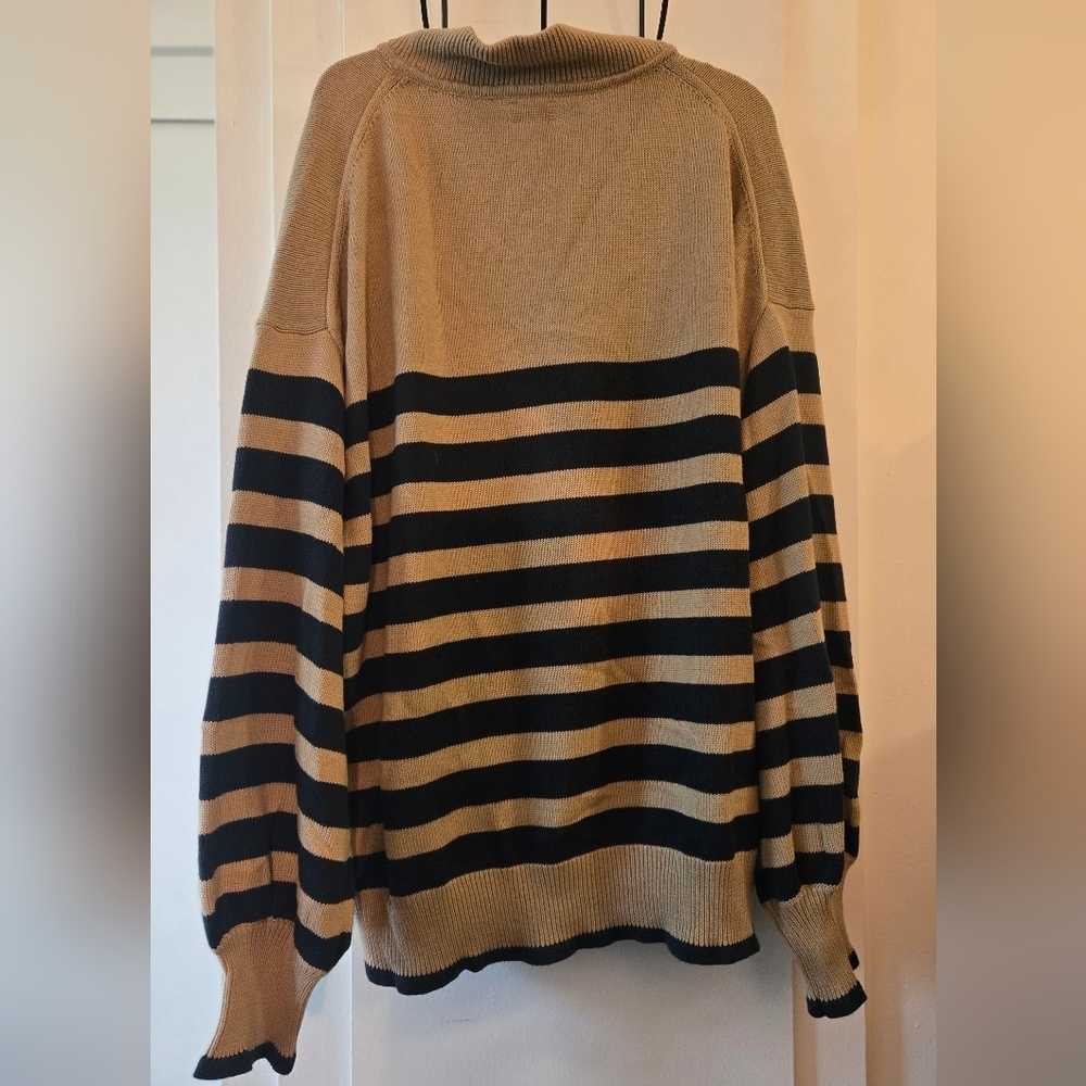 J. Crew Tan Black Stripe Knit Sweater - Picture 3 of 3